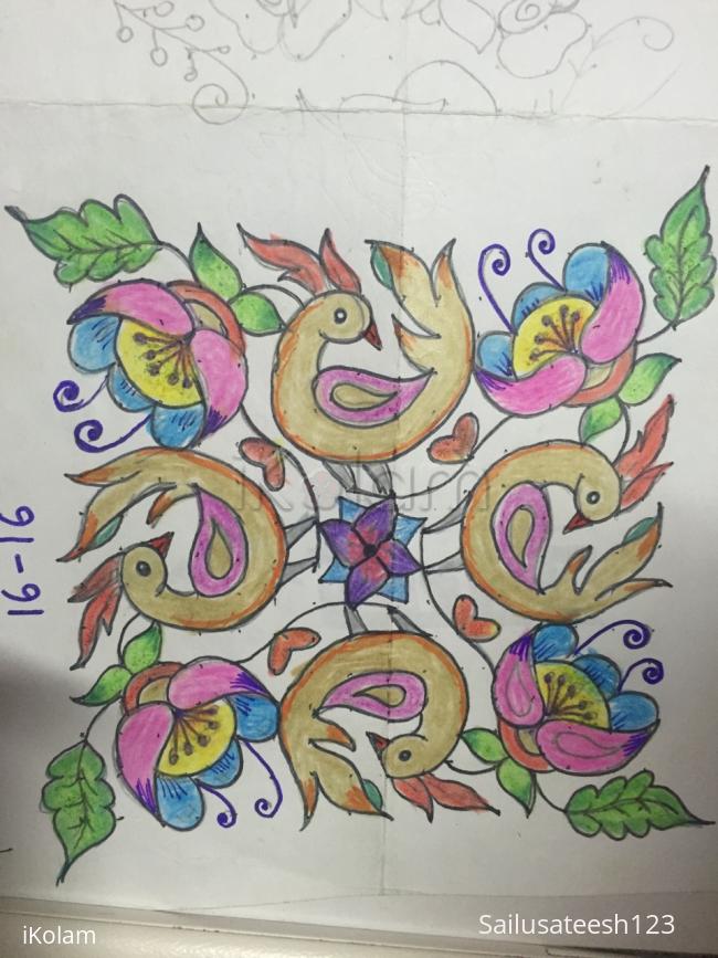 Rangoli: Lotusand swans kolam
