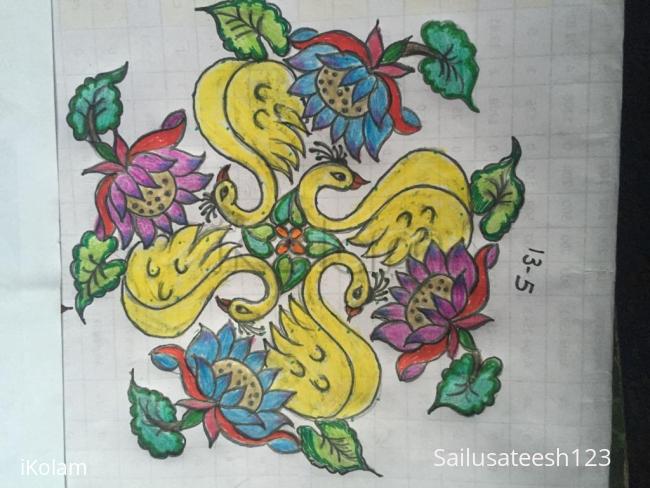 Rangoli: Ducks and flowers Rangoli: Ducks and flowers