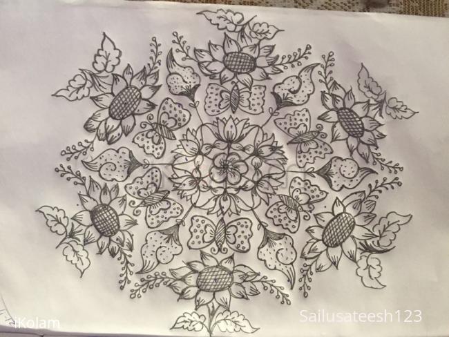 Rangoli: Sunflowers and butterflies....
