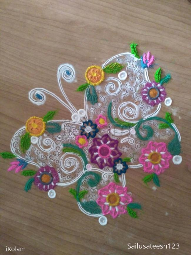 Rangoli: Floral butterfly rangoli
