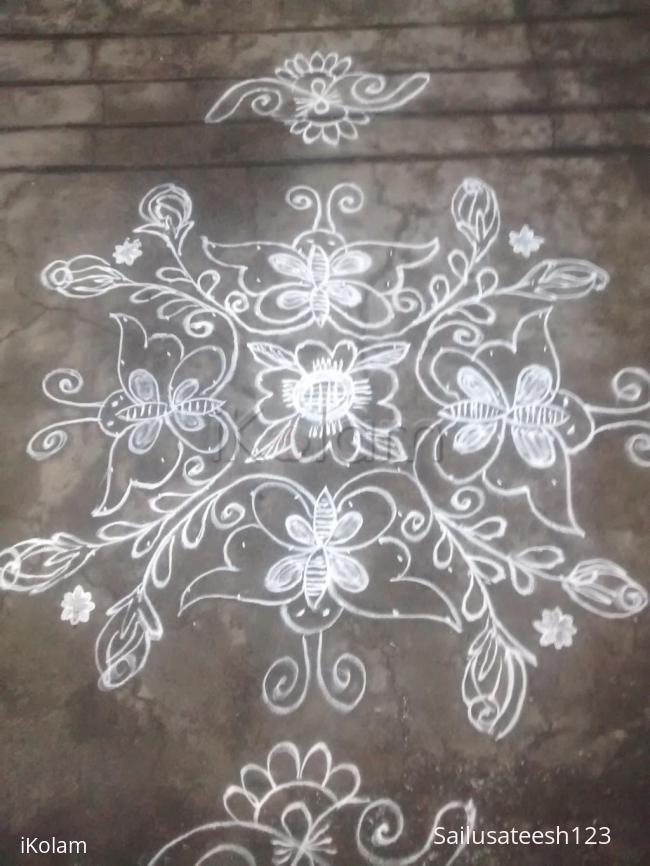 Rangoli: Simple butterflies rangoli.... Rangoli: Simple butterflies rangoli....