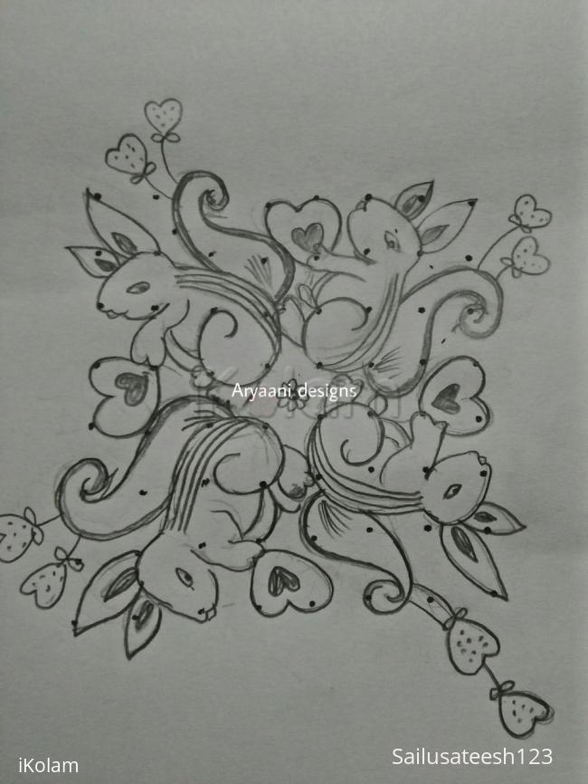 Rangoli: Cute squirrels... Rangoli: Cute squirrels...