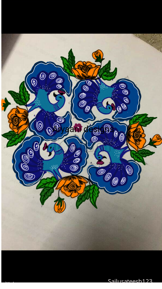 Rangoli: Dancing peacocks.. Rangoli: Dancing peacocks..
