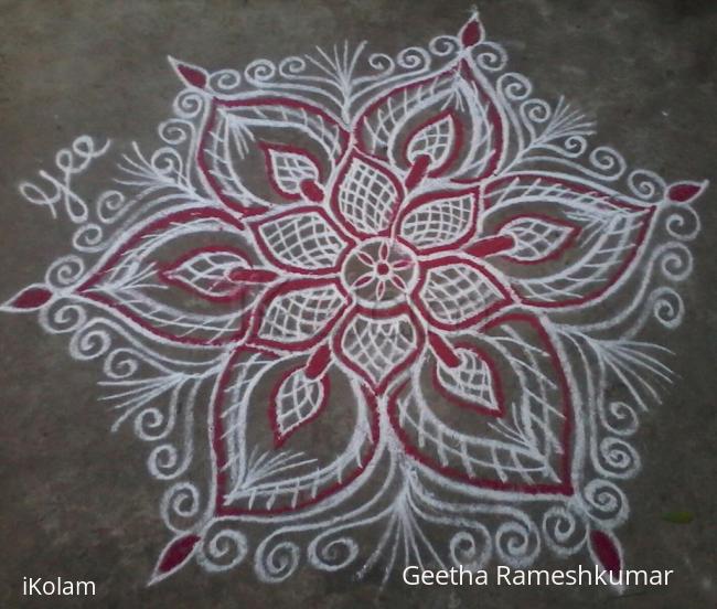 Rangoli: Red and white kolam!