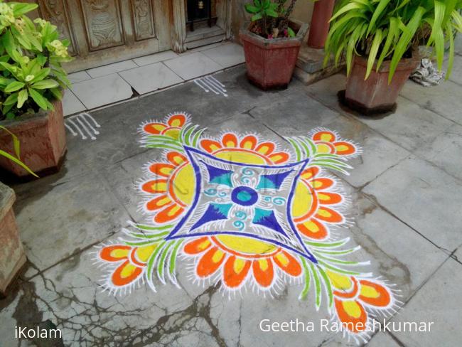 Rangoli: My son's birthday special kolam!