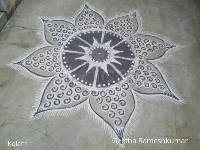 Rangoli: Happy Navatathri to all;day1;color-Grey...