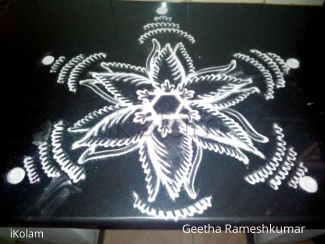 Rangoli: Navarathri day3; White magic!