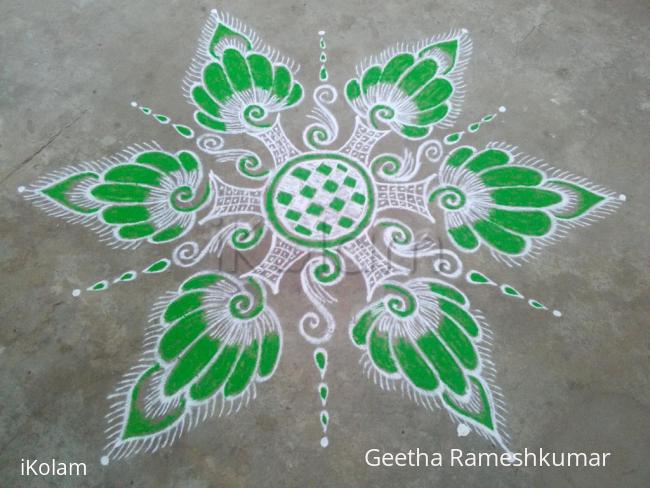 Rangoli: Navarathri day 7 Green! Rangoli: Navarathri day 7 Green!