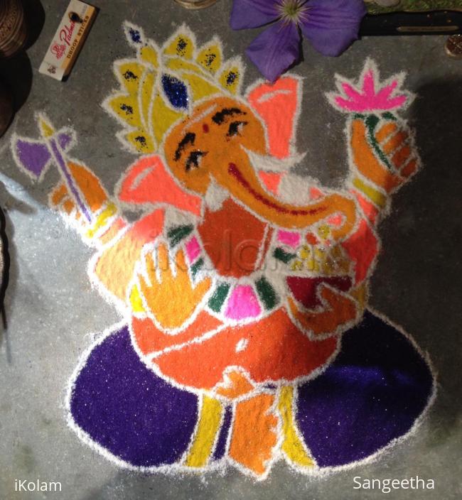 Rangoli: Pillayar Eating Kozhukattai