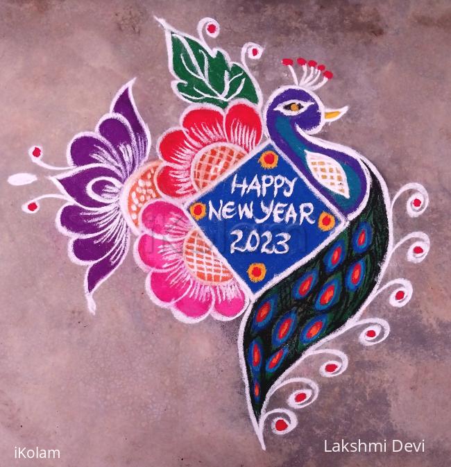 happy new year rangoli easy for kids