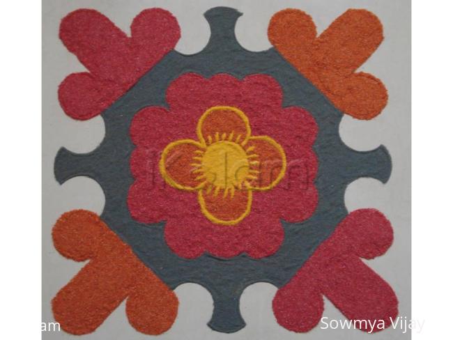 Rangoli: Dotted Kolam with dried dessicated coconut