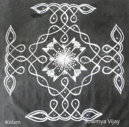 Rangoli: Fusion design in B & W Rangoli: Fusion design in B & W