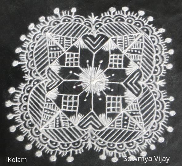 Rangoli: Free hand design in black and white
