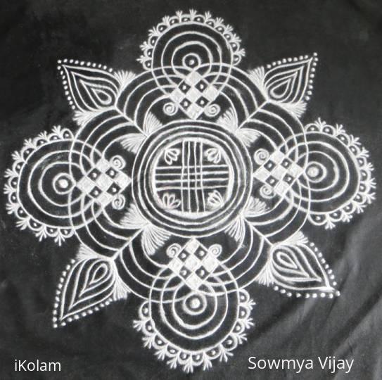 Rangoli: Free hand design in black and white Rangoli: Free hand design in black and white
