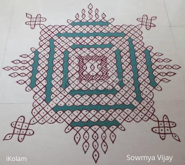 Rangoli: Dotted kolam -Colour chikku kolam Rangoli: Dotted kolam -Colour chikku kolam