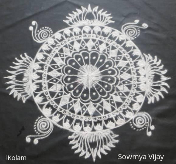 Rangoli: Free hand design in black and white