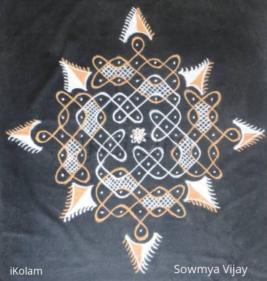 Rangoli: Dotted kolam -Colour chikku kolam