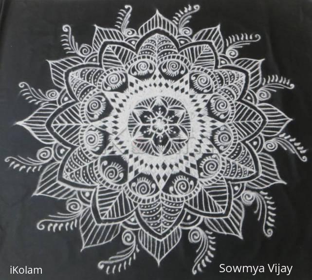 Rangoli: Free hand design in black and white Rangoli: Free hand design in black and white