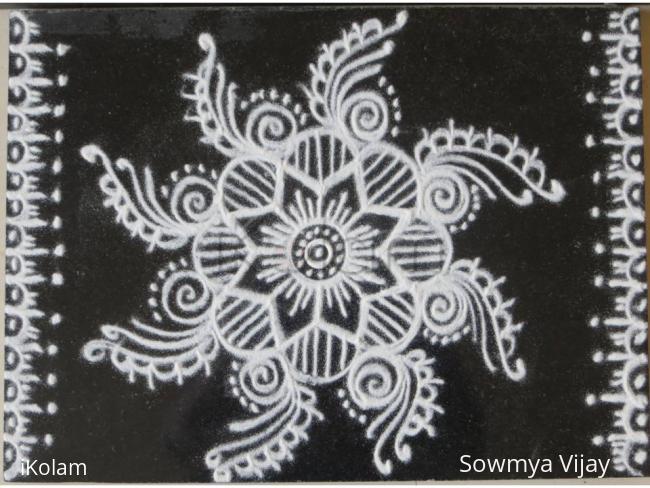 Rangoli: Free hand design in black and white Rangoli: Free hand design in black and white