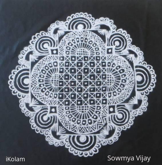Rangoli: Free hand design in black and white Rangoli: Free hand design in black and white