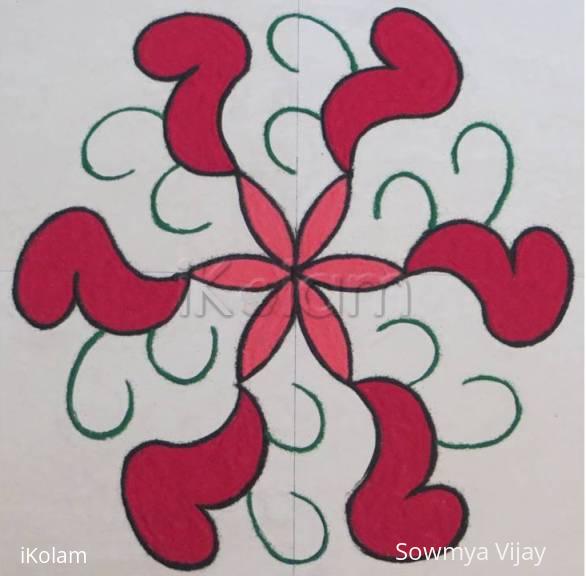 Rangoli: Dotted kolam with colours Rangoli: Dotted kolam with colours