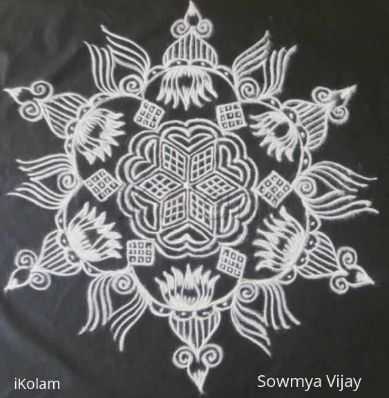 Rangoli: Free hand design in black and white Rangoli: Free hand design in black and white