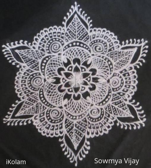 Rangoli: Free hand design in black and white Rangoli: Free hand design in black and white