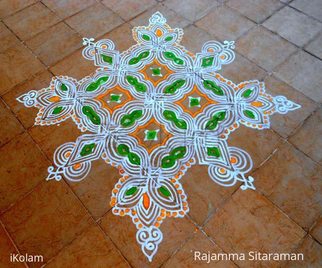 Rangoli:  Tricolour Terrece kolam