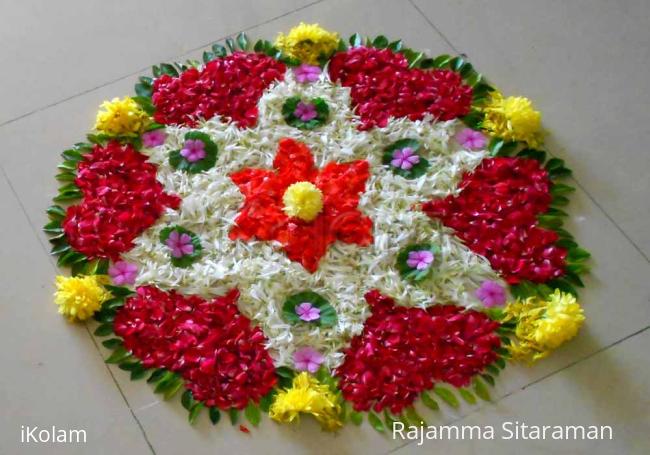 Rangoli: Red rose pookkolam No.2 Rangoli: Red rose pookkolam No.2